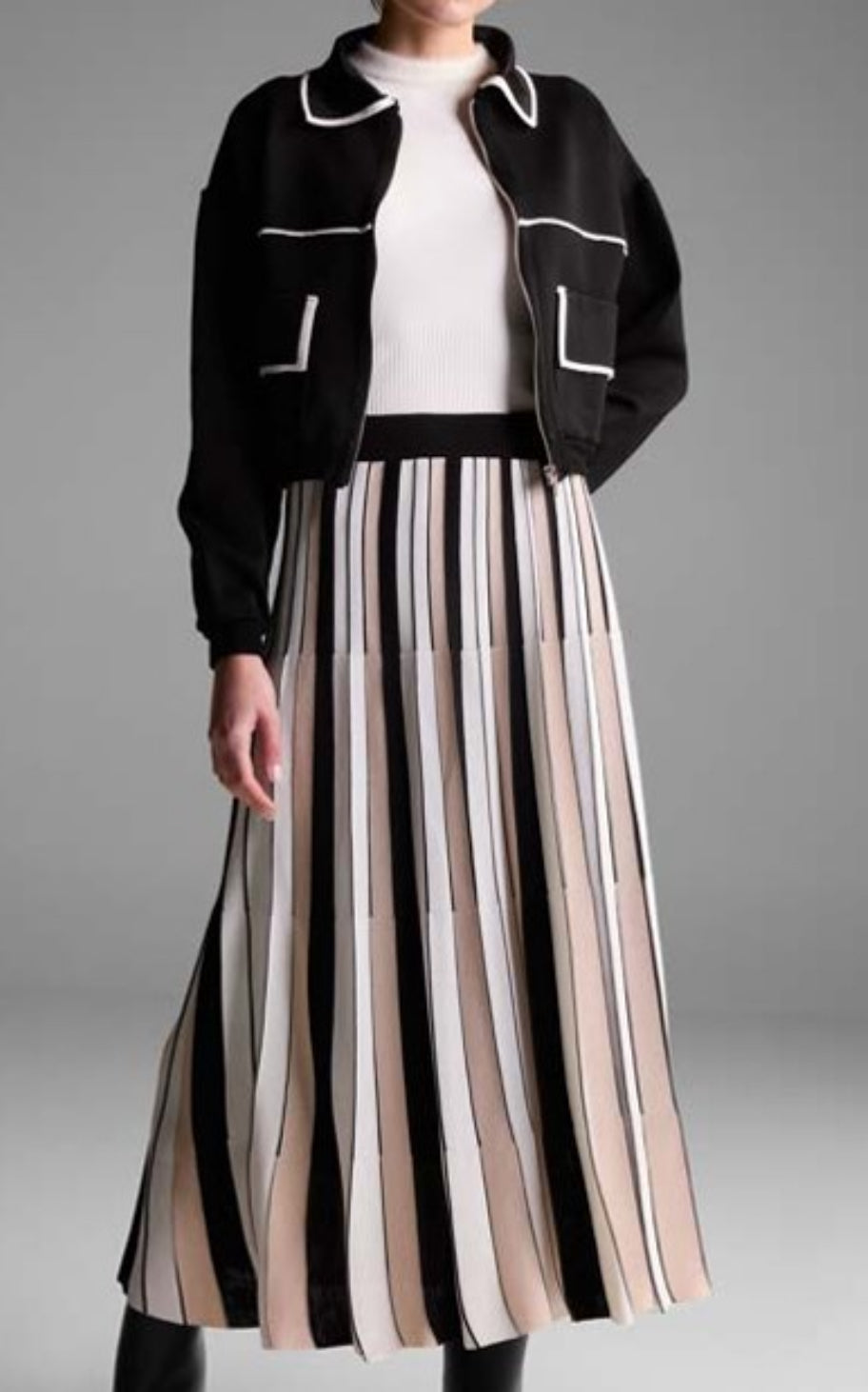 NOLITA MIDI STRIPE SKIRT