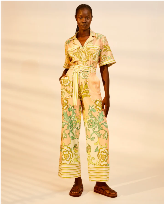 LUCIA SAFARI BUTTON UP SS TOP WITH BELT