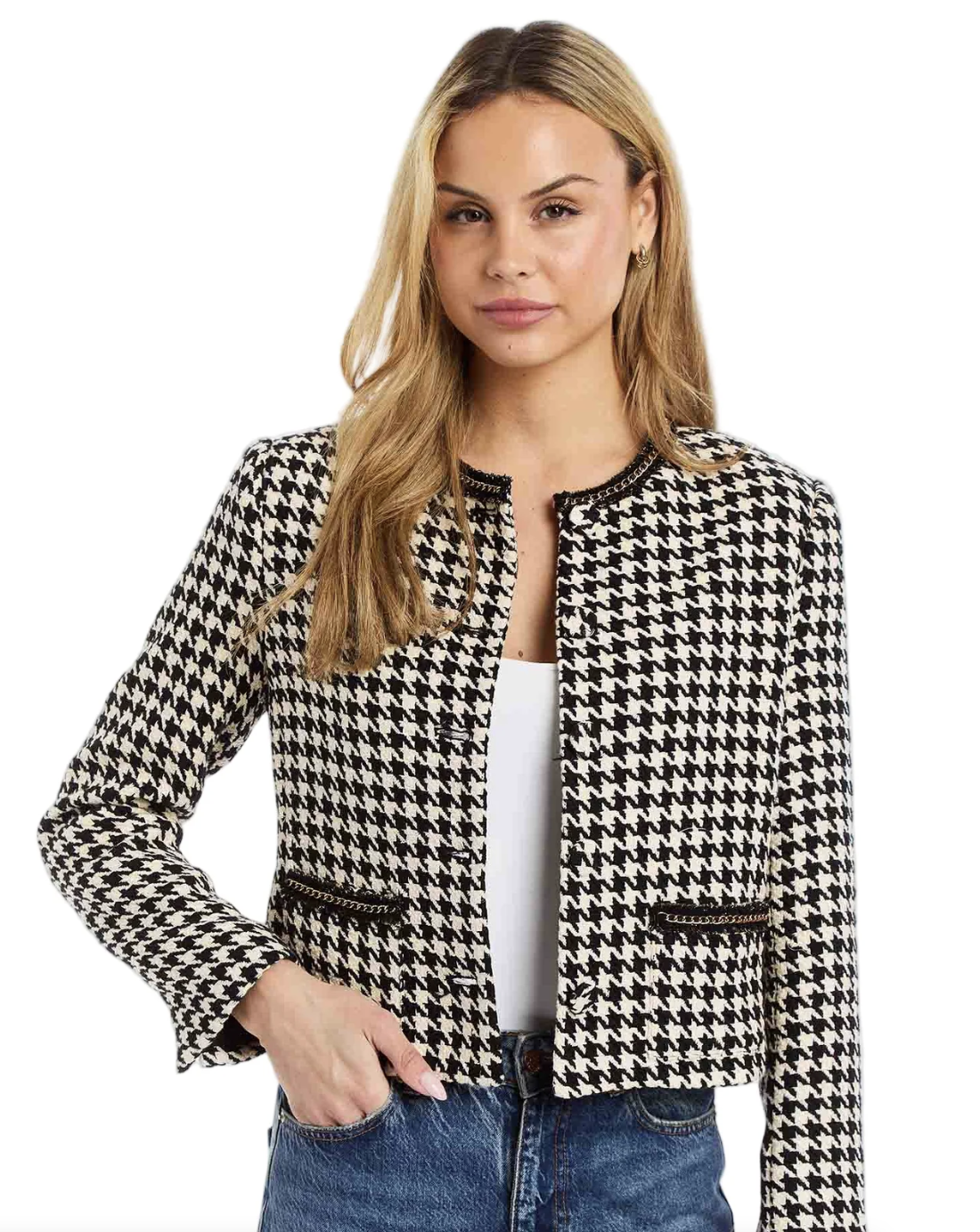 JENN CROP JACKET WITH DIOR CHAIN