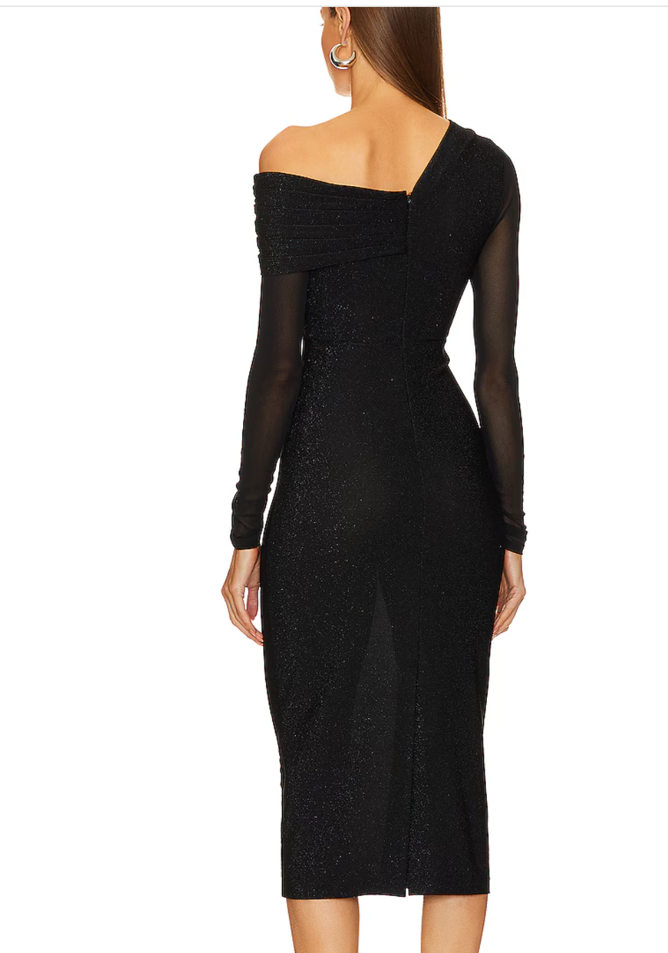 RICH DRESS WITH SPARKLE AND SHEER SLEEVE