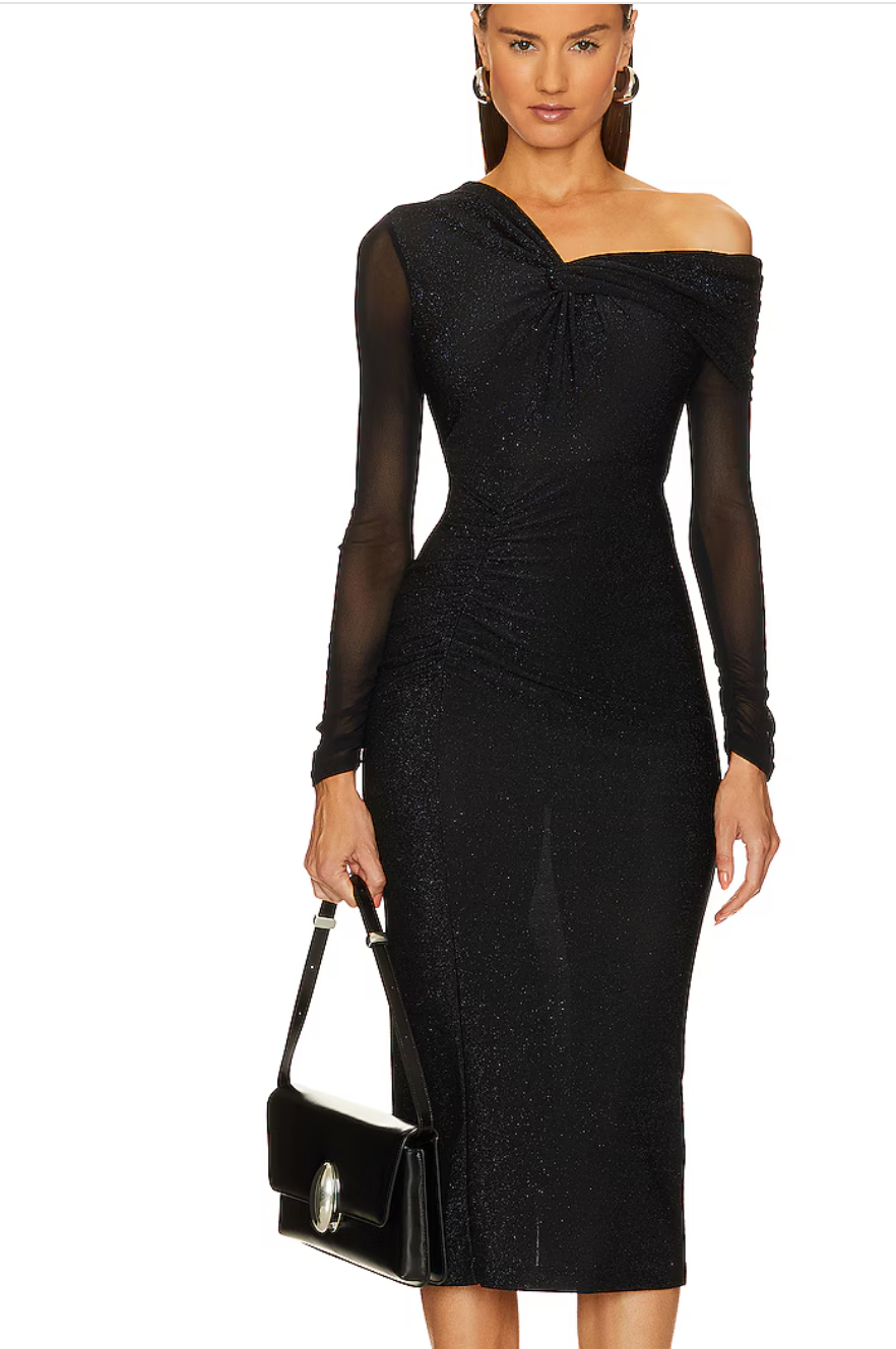 RICH DRESS WITH SPARKLE AND SHEER SLEEVE