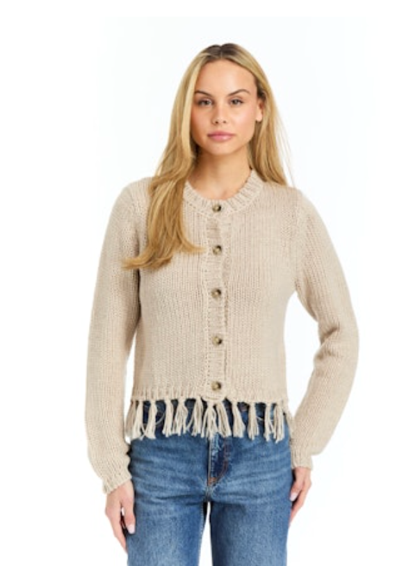 SWEATER WITH FRINGE BOTTOM