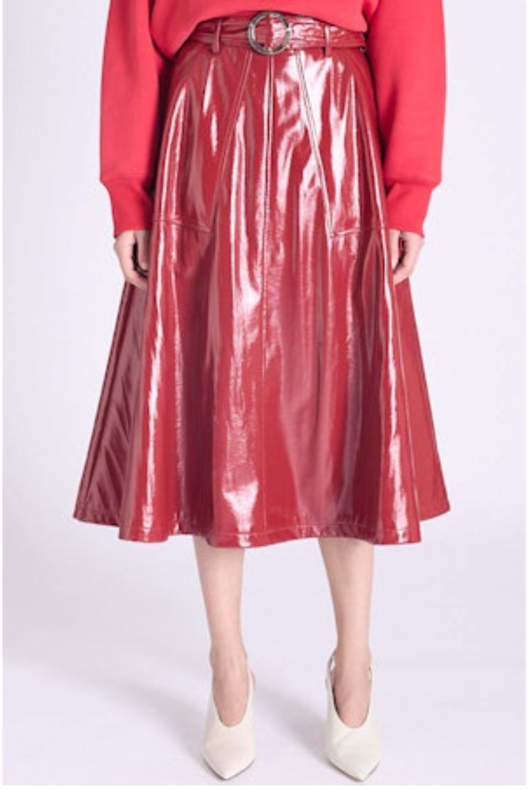 JANESSA VEGAN LEATHER PLEATED SKIRT