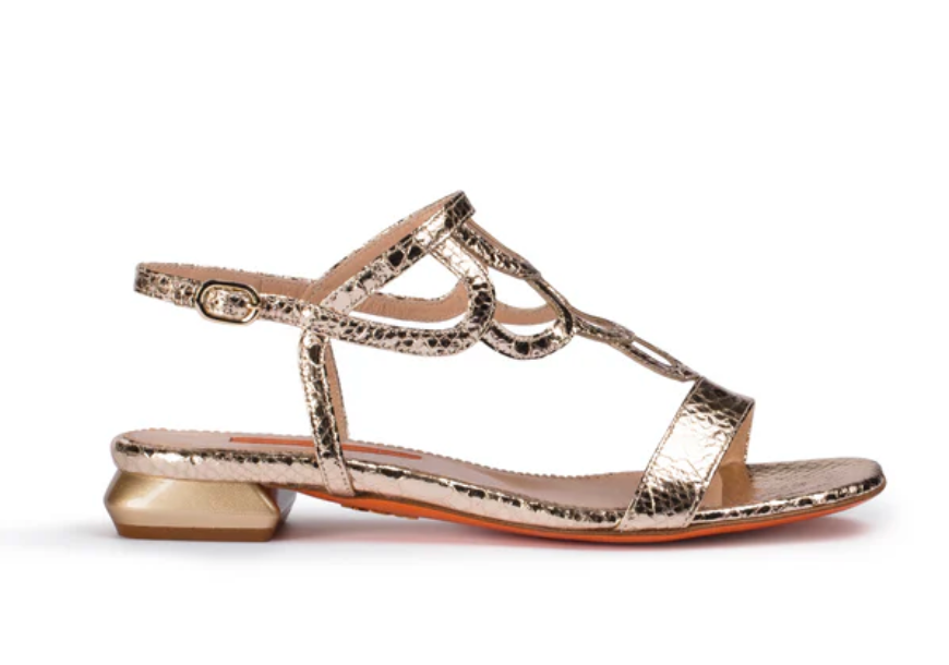 AELIA EMBOSSED LEATHER SANDAL