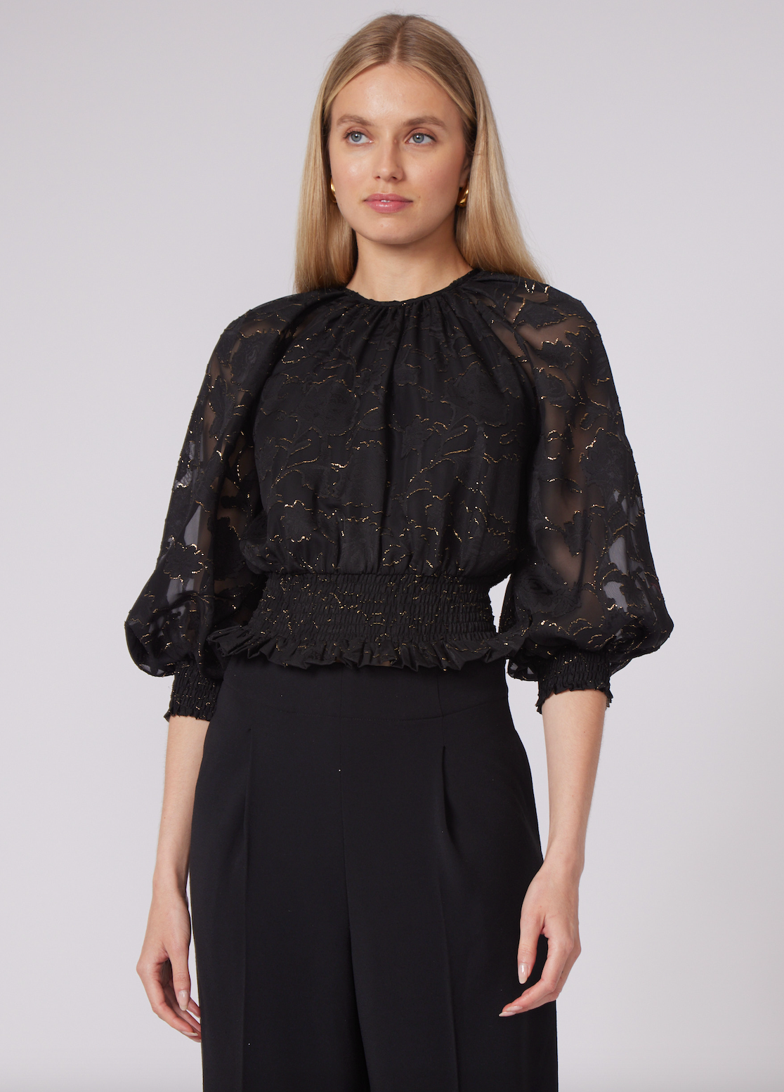 STACY SHEERED WAIST BLOUSE