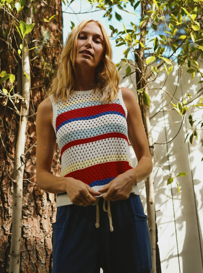 TIE BACK STRIPE TANK SWEATER