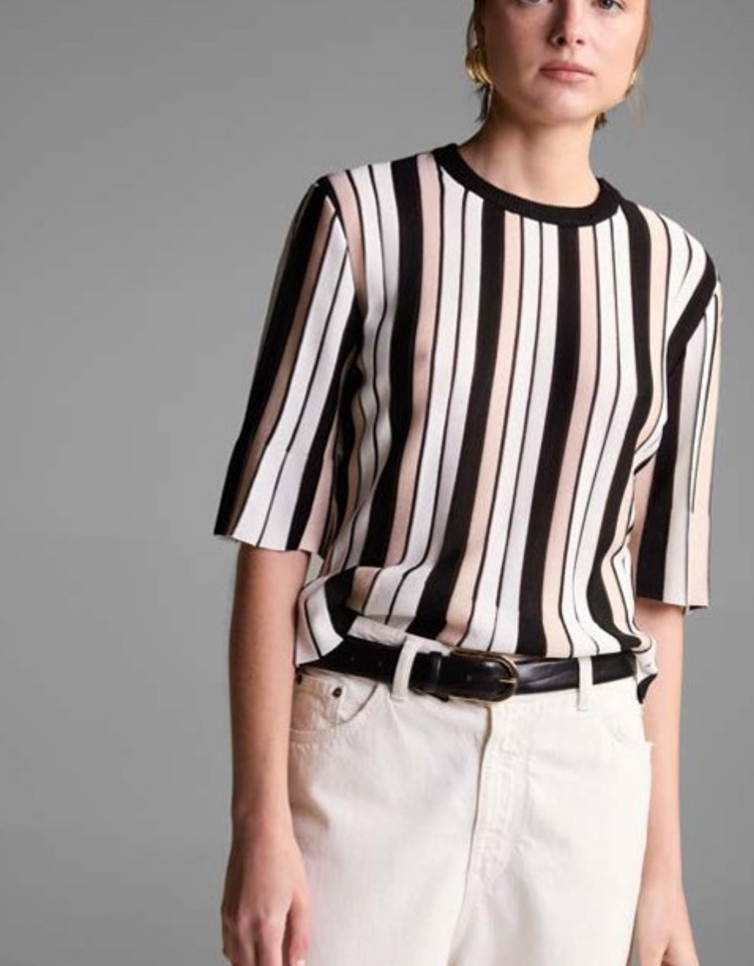 NOLITA STRIPE SS KNIT TOP