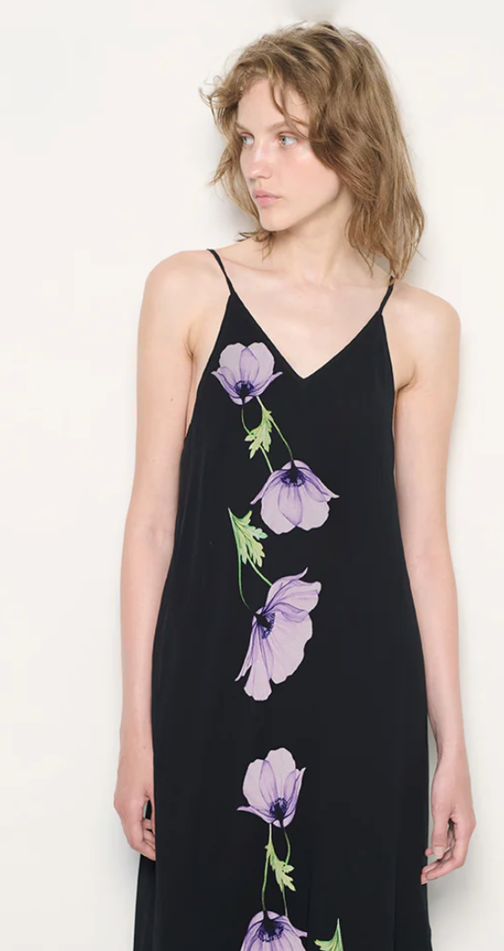 CHRISTA DRESS WITH CASCADING FLOWER