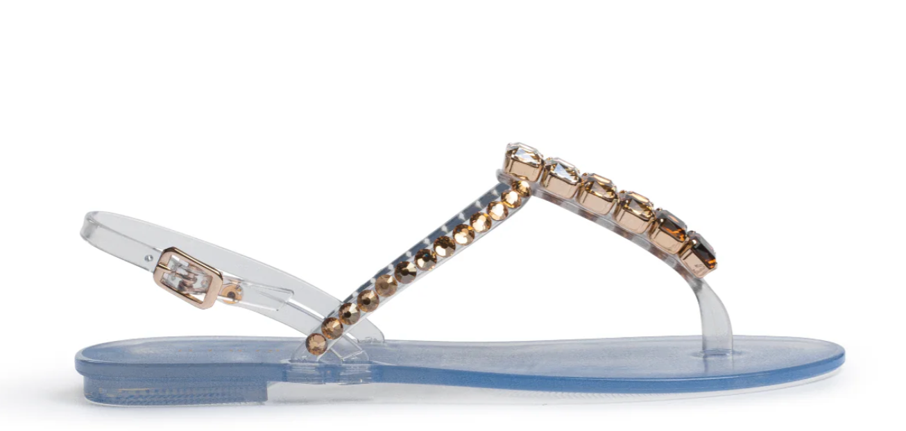 CLARA AMBER OMBRE SANDAL WITH CRYSTALS JELLY