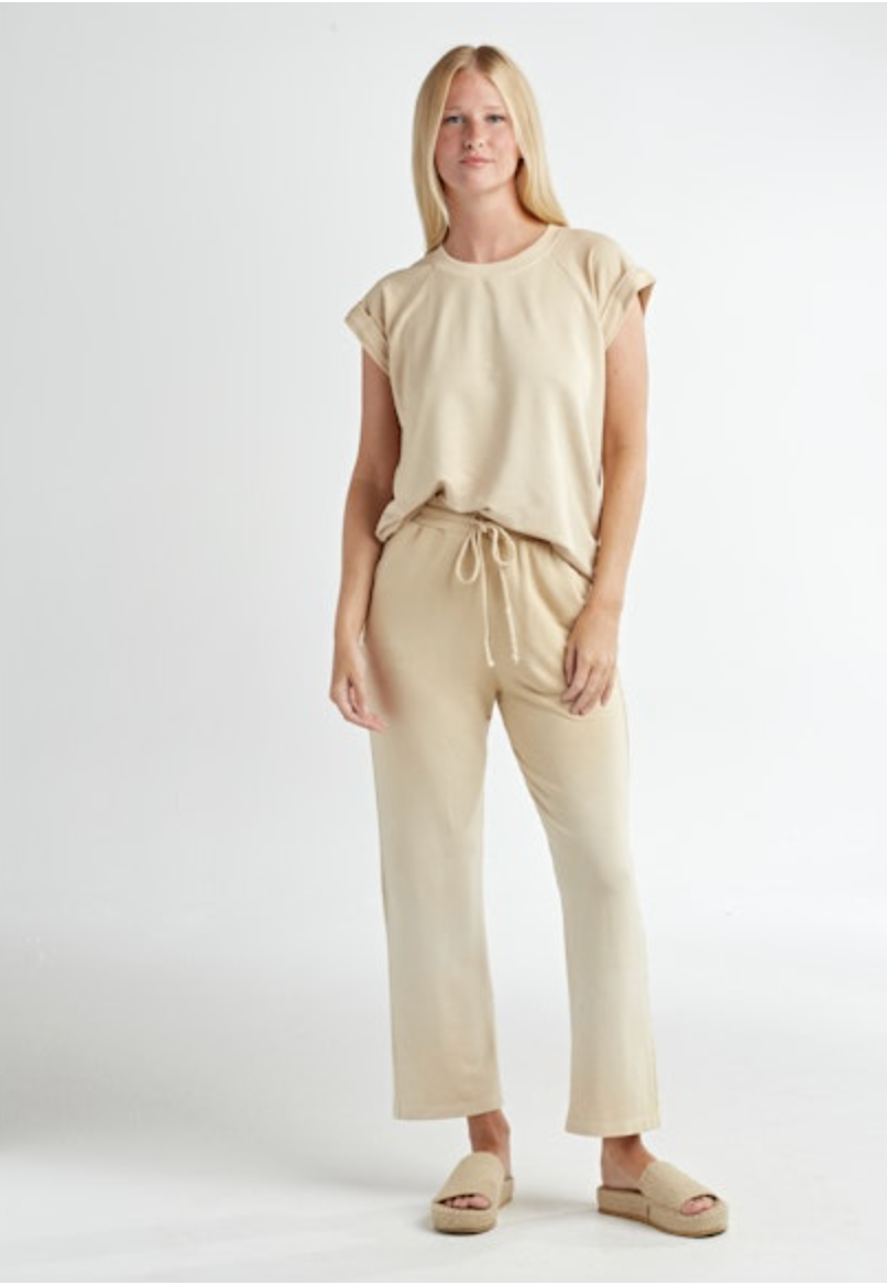 FRENCH TERRY WIDE LEG CAPRI