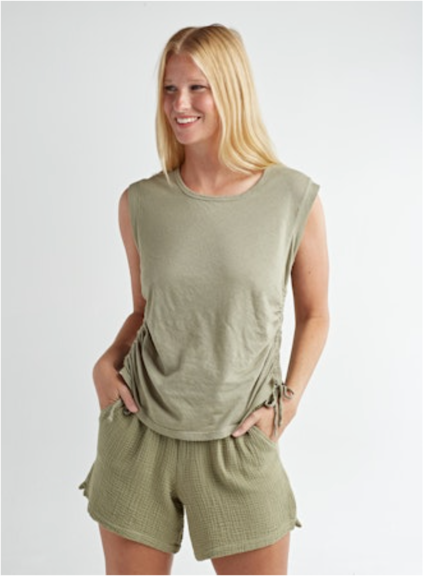TIE SIDE SLEEVELESS COTTON TANK