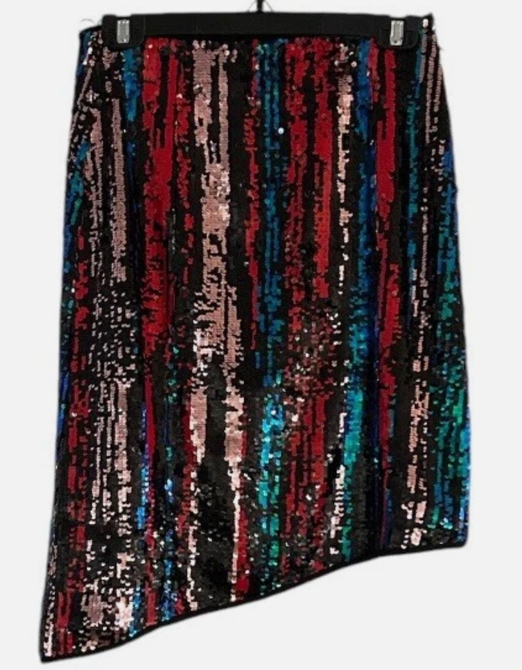 ASYMETRICAL HEM SEQUIN SKIRT M