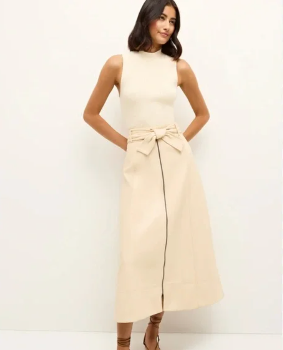GREENWICH ZIP FRONT VEGAN LEATHER SKIRT