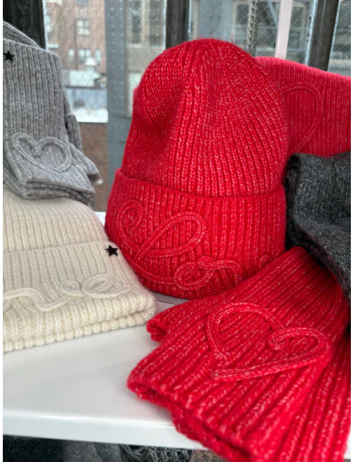 KNIT EMBROIDERED LOVE POCKET SCARF