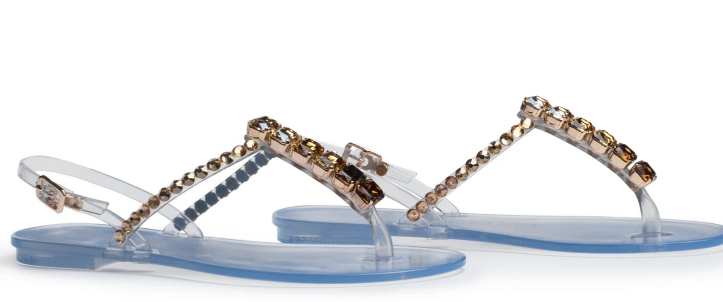 CLARA AMBER OMBRE SANDAL WITH CRYSTALS JELLY