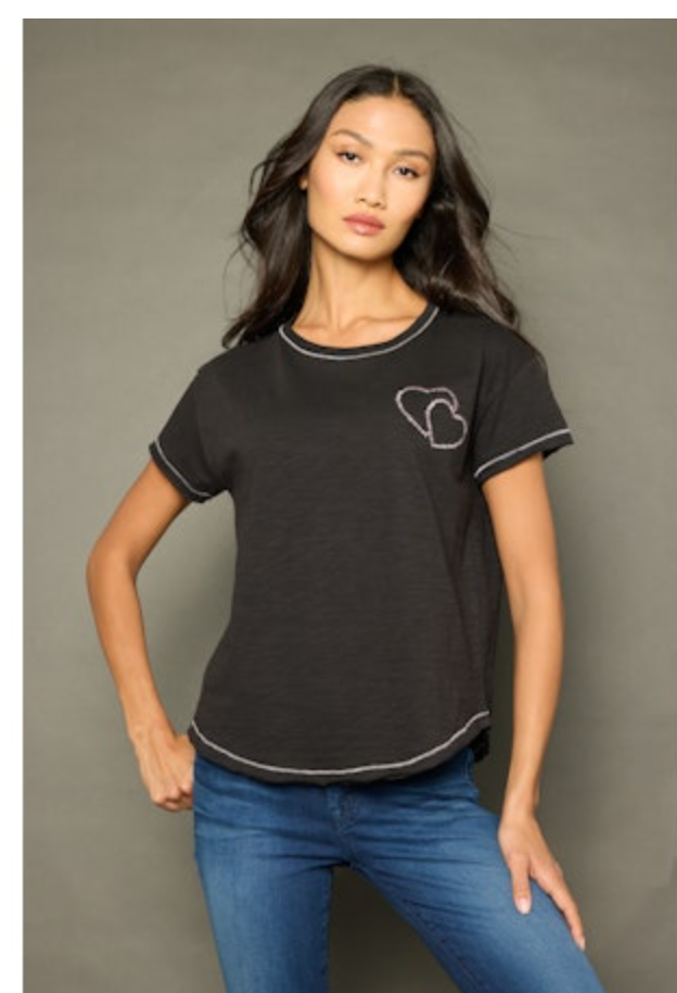 DOUBLE DOWN SS HEART TEE SHIRT