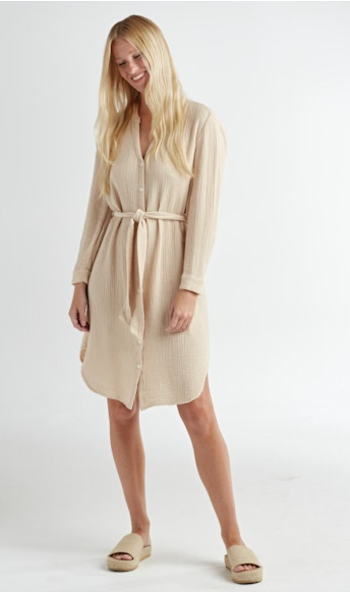 GAUZE SHIRT DRESS LONG SLEEVE