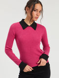 SWEATER WITH CONTRAST COLLAR AND CUFF