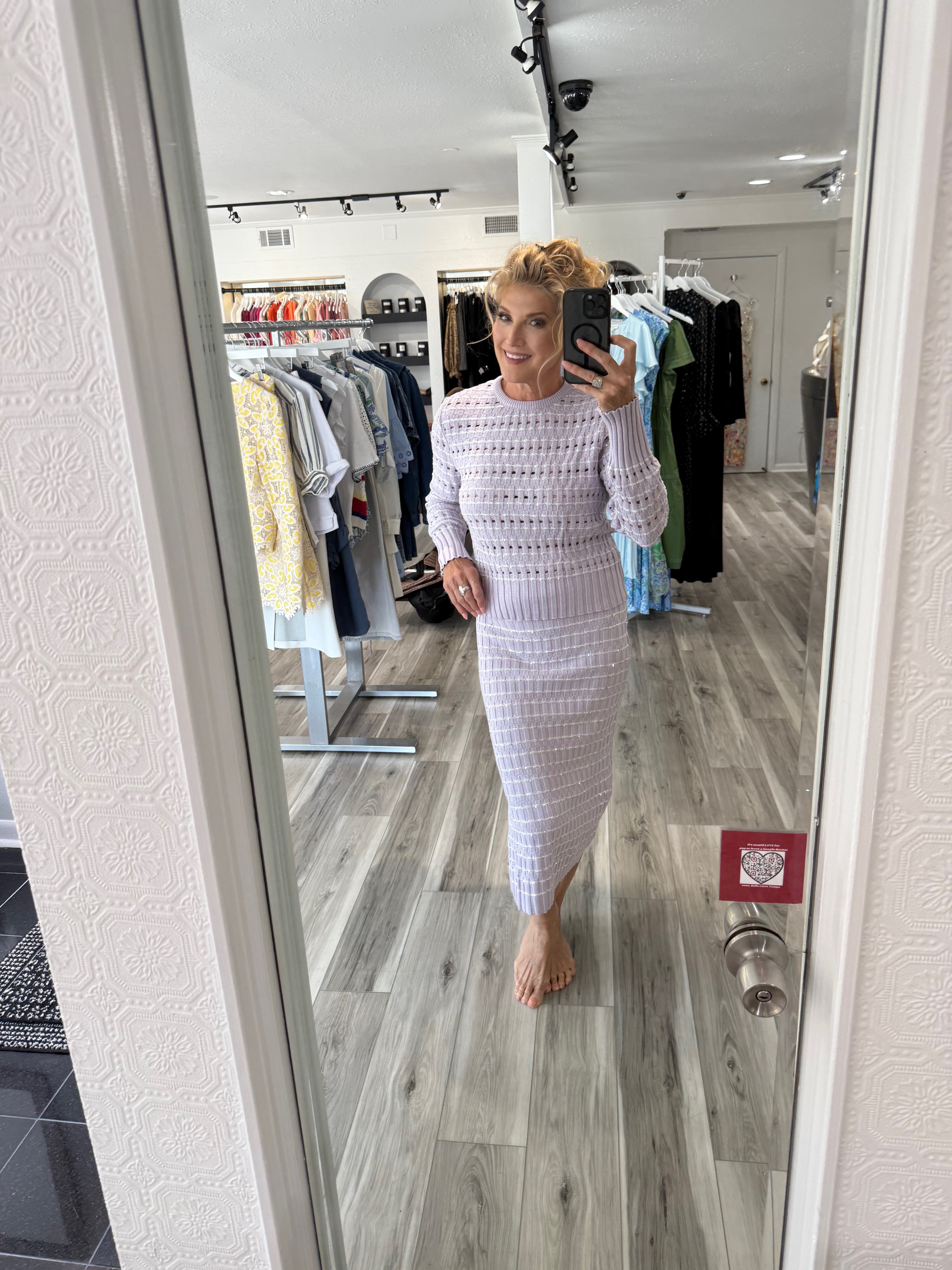 LONG SLEEVE SWEATER WITH PAYETTES AND STRIPES