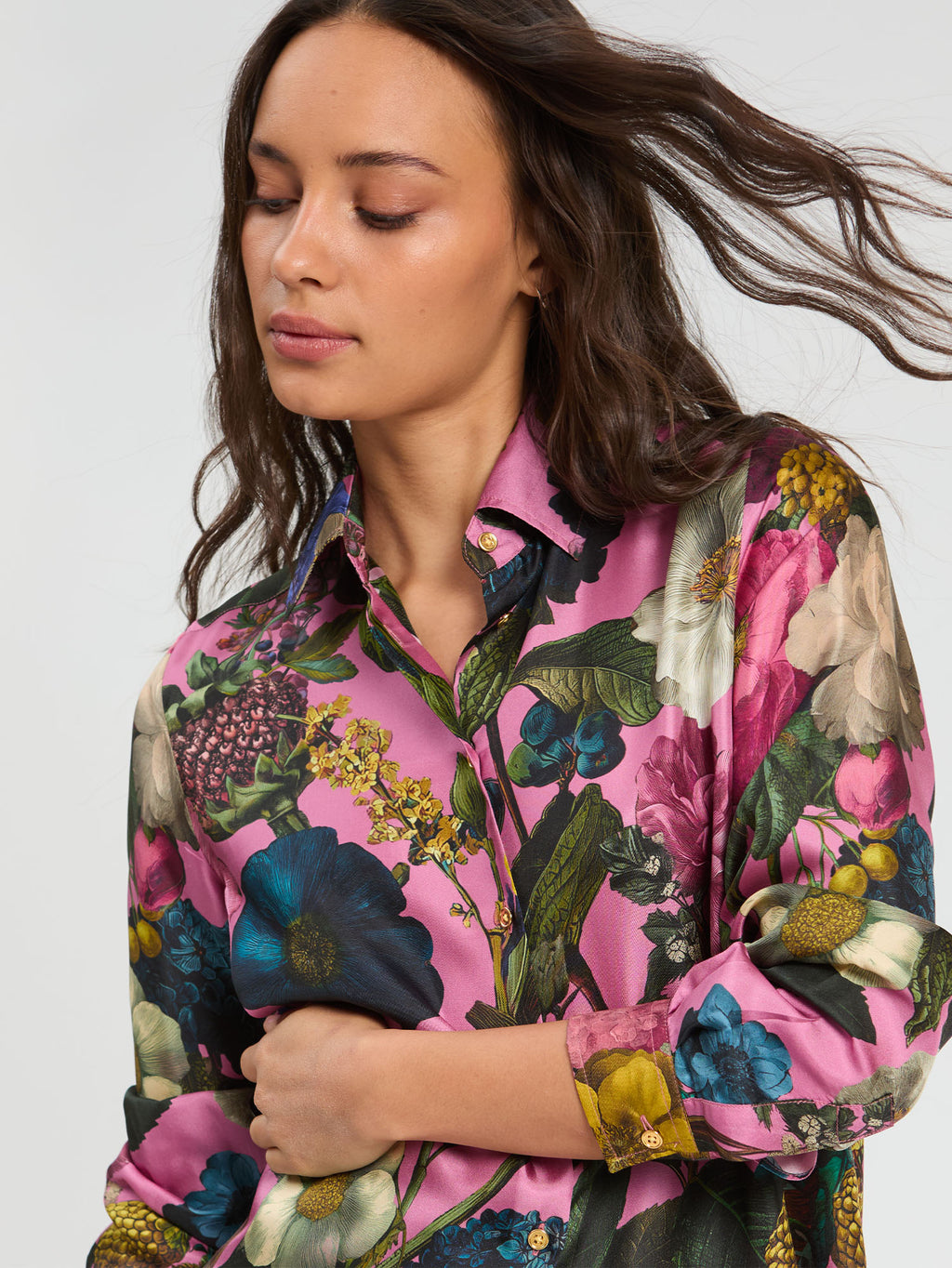 FLORAL SILK BLOUSE