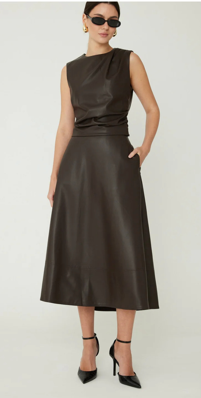 LAURENT VEGAN LEATHER SKIRT