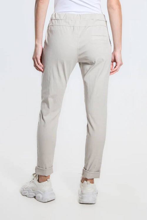 BEIGE SIDE ZIPPER PANT