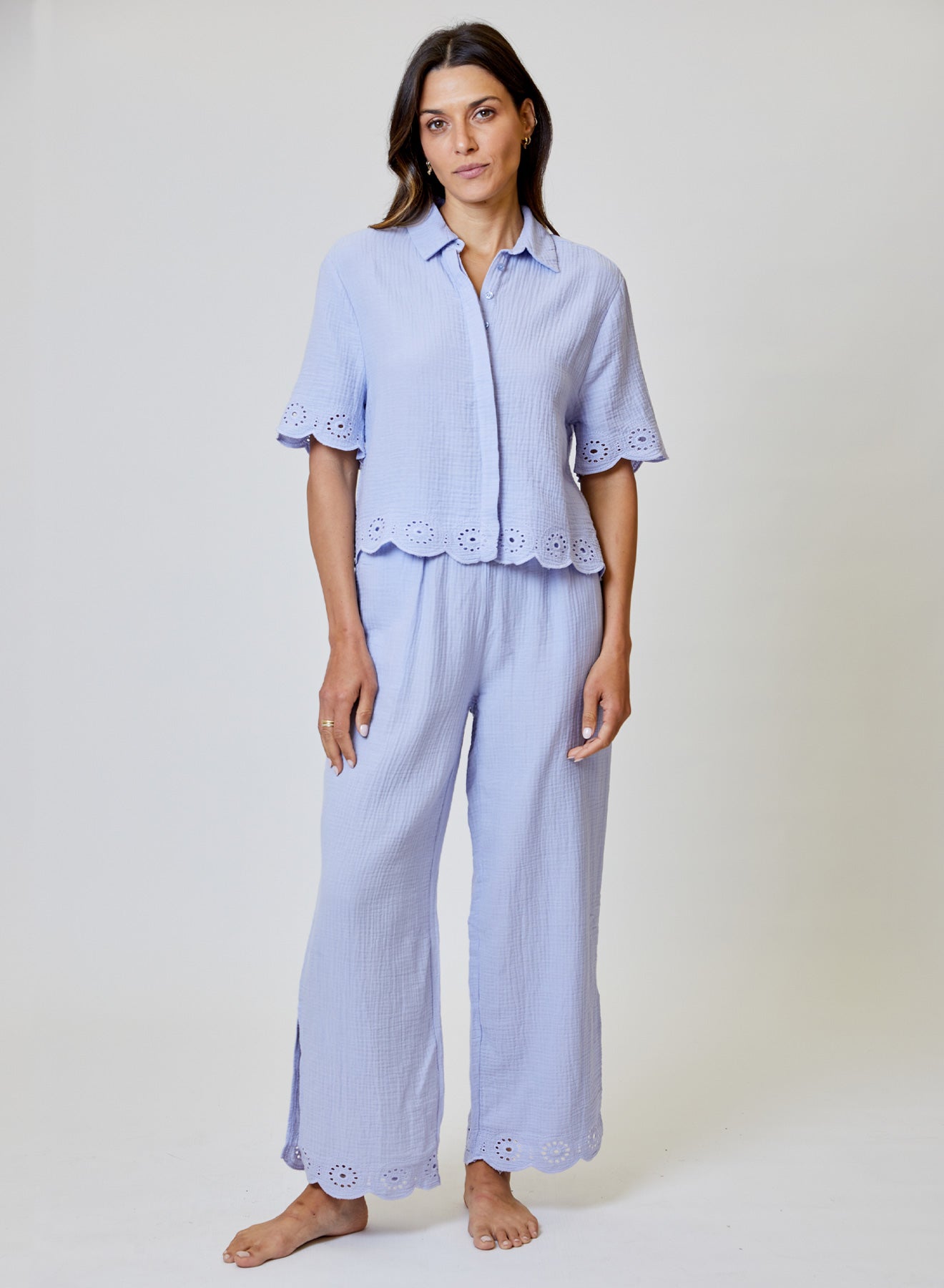 EMBROIDERED PANT AND SHIRT SET