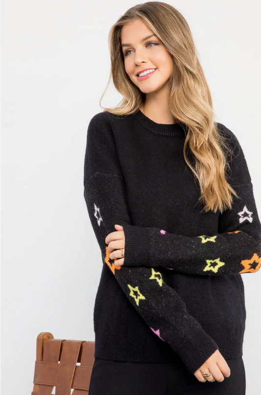 STAR SLEEVE KNIT CREWNECK