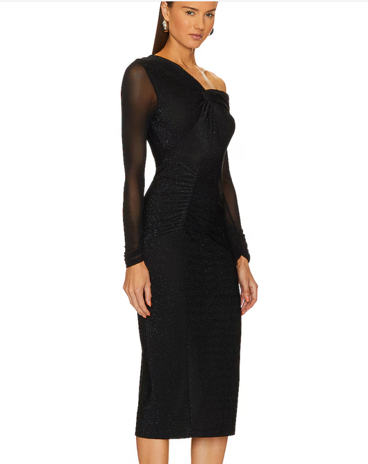 RICH DRESS WITH SPARKLE AND SHEER SLEEVE
