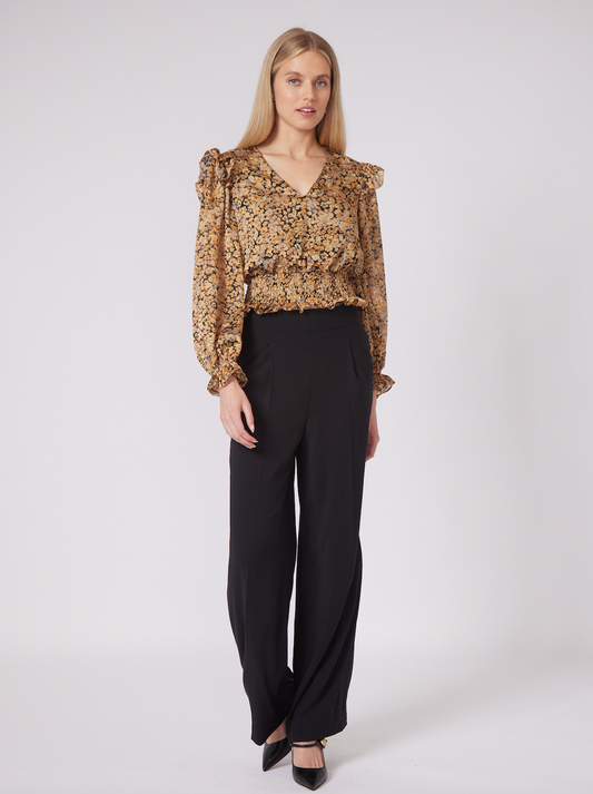 KARINA SHEERED WAIST BLOUSE WITH PUCKER SLEEVE