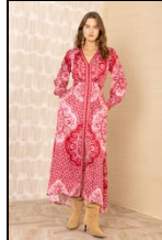 NOOR CHARMEUSE DRESS L/S VNECK