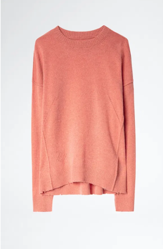 CICI ELBOW PATCH CASHMERE SWEATER WITH STARS