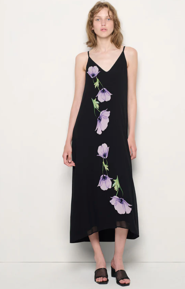CHRISTA DRESS WITH CASCADING FLOWER