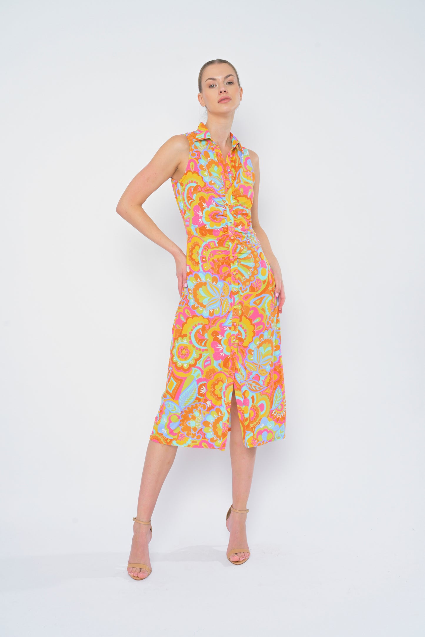 ADRIANNE DRESS BUTTON UP SLEEVELESS
