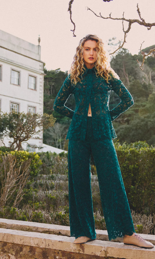 FOLIAGE JADE LACE PANT