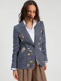HERRINGBONE WITH APPLIQUE BLAZER