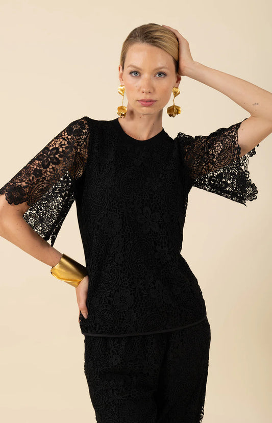 MACY LACE CREW NECK TOP