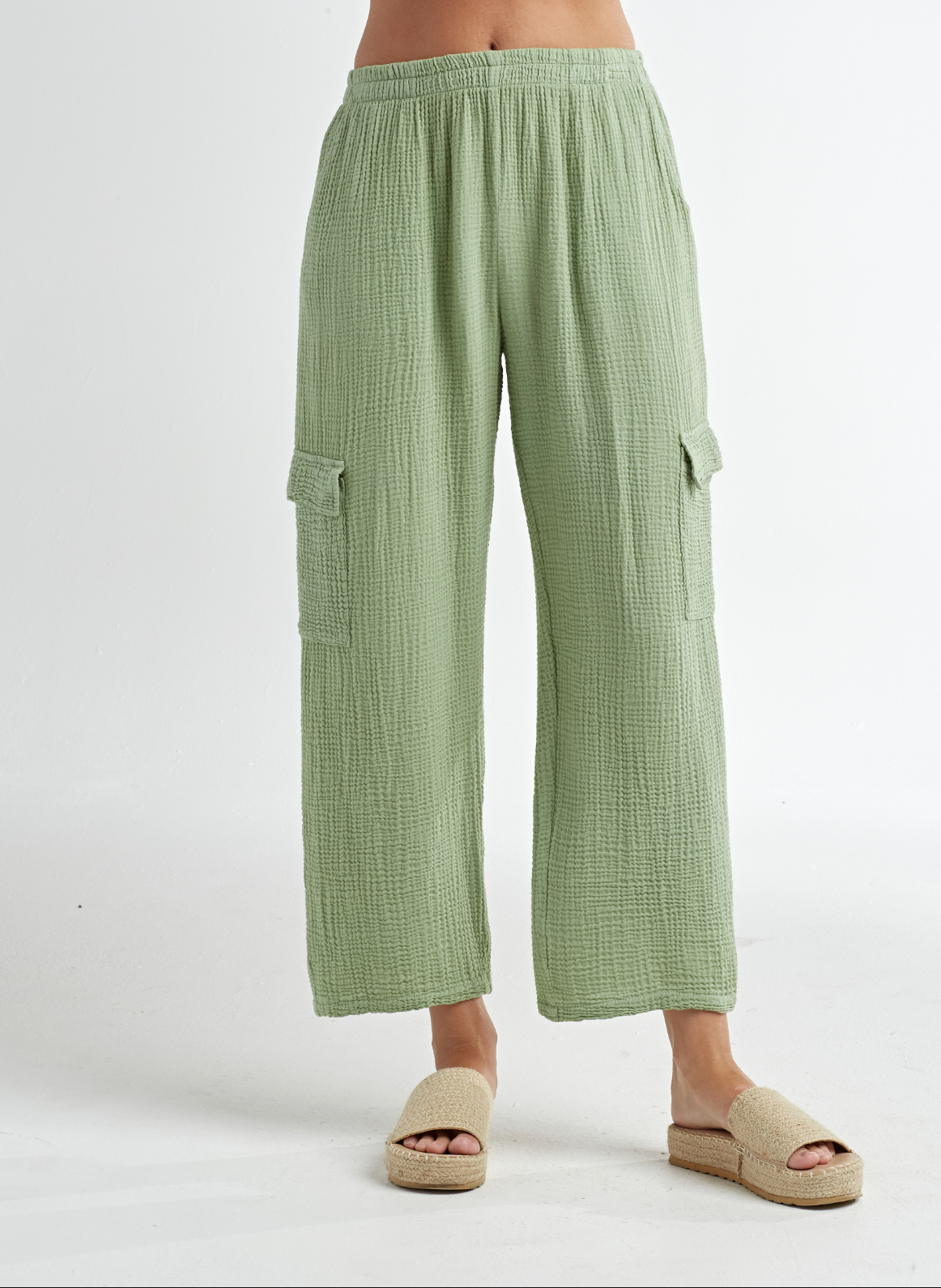 GAUZE CROP CARGO PANT