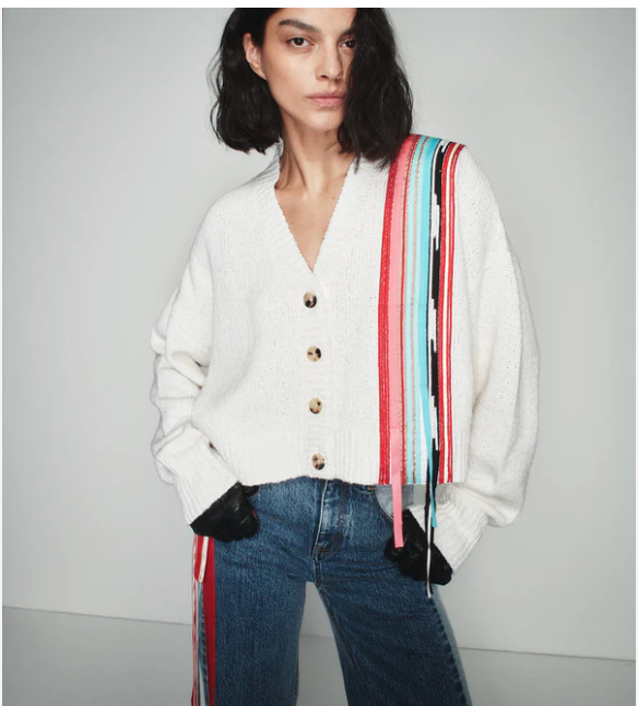 KANE CARDIGAN WITH MULTI SATIN RIBBON