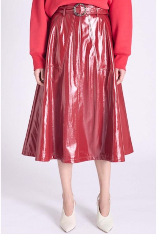 JANESSA VEGAN LEATHER PLEATED SKIRT