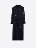 LONG COAT WITH TIE WAIST AND APPLIQUES