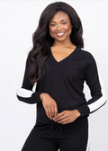 SINGLE STRIPED VNECK SWEATER