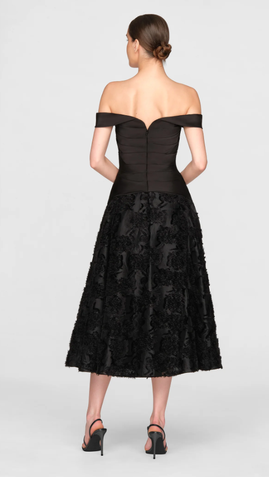 LILA OFF SHOULDER A LINE DRESS