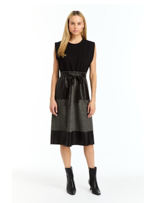 JANIE DRESS WITH LEATHER POCKET AND TRIM
