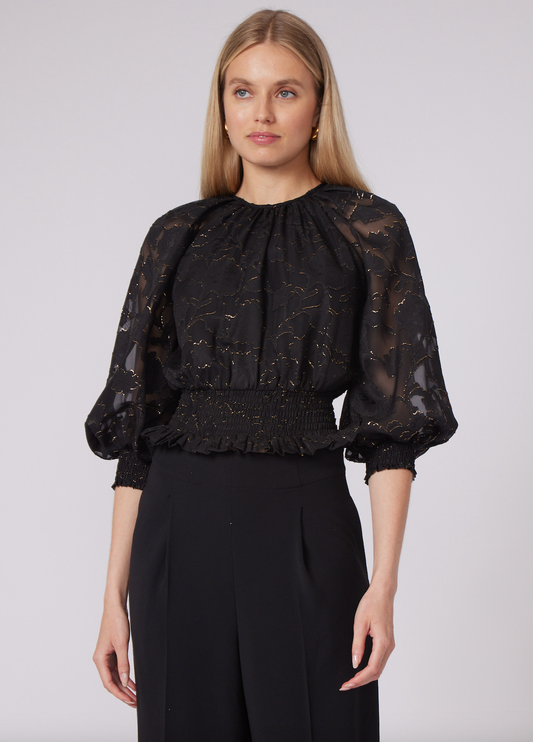STACY SHEERED WAIST BLOUSE