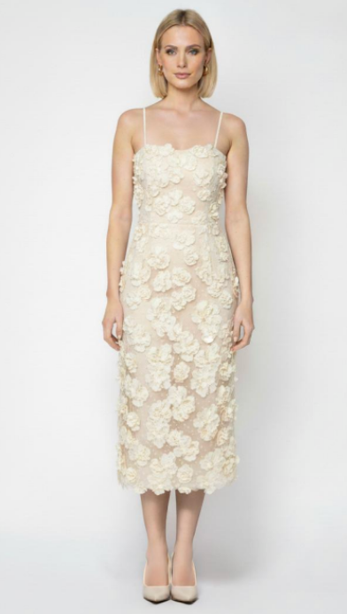 PRESTON DRESS FLIRTY FLORAL APPLIQUE