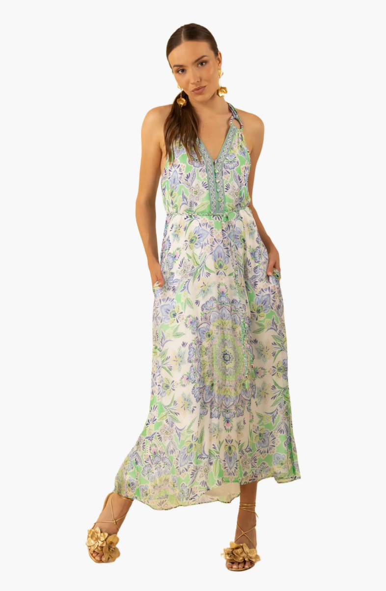 RIVAL CHIFFON MAXI HALTER DRESS