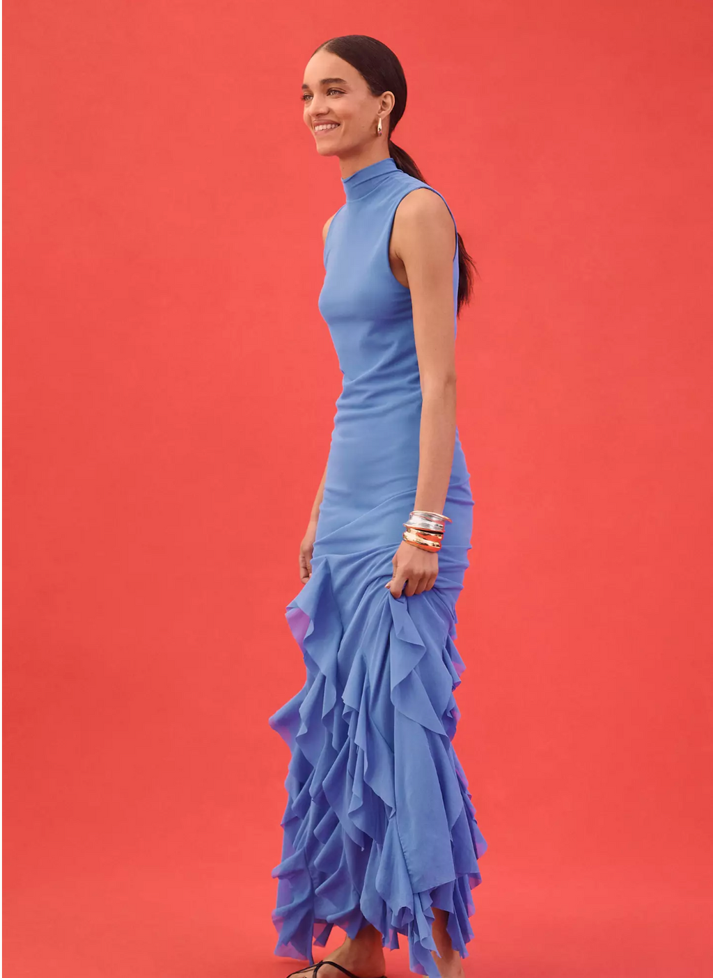 ANETA LONG DRESS WITH RUFFLE HEM