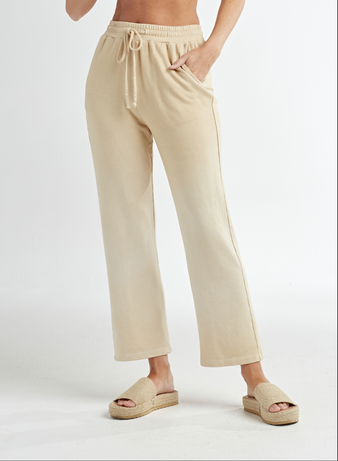 FRENCH TERRY CROP DRAWSTRING PANT