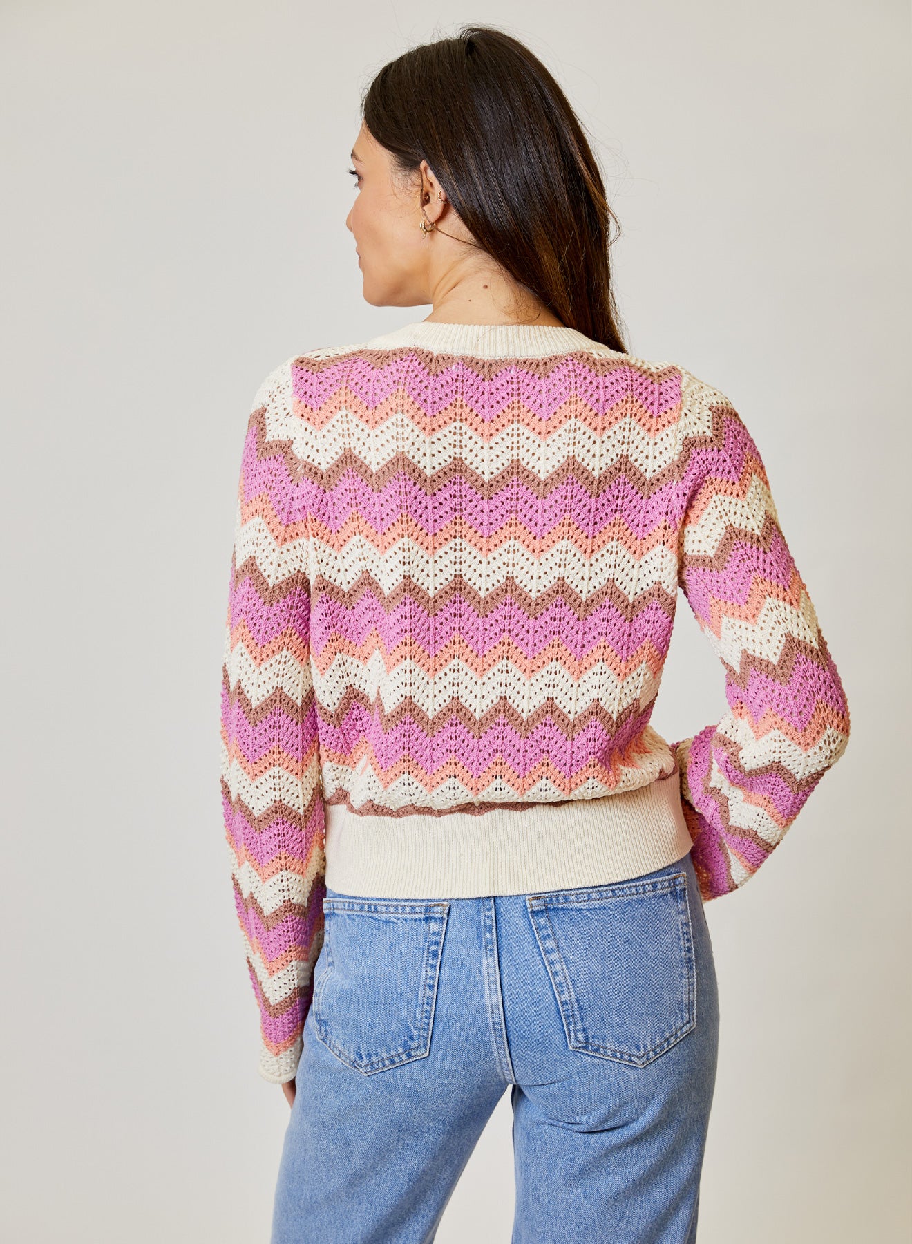 CHEVRON FLARE LONG SLEEVE SWEATER